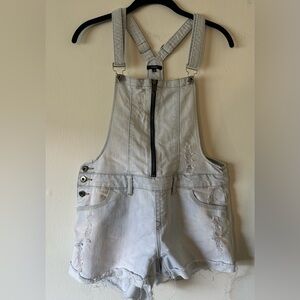 Stylish Light Gray Women's Denim Overalls